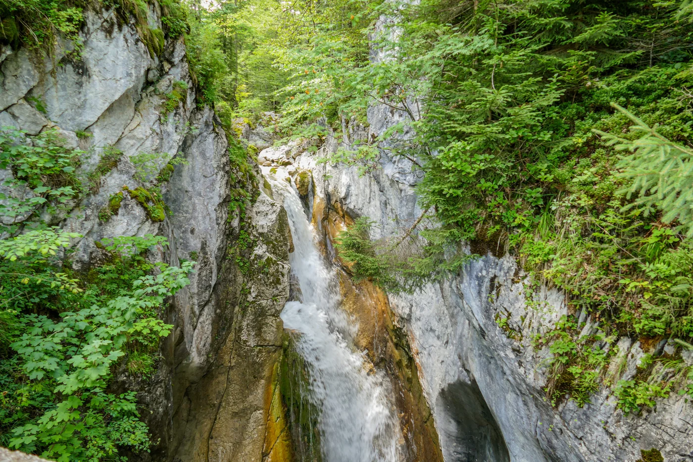 The upper Tatzelwurm waterfall in summer