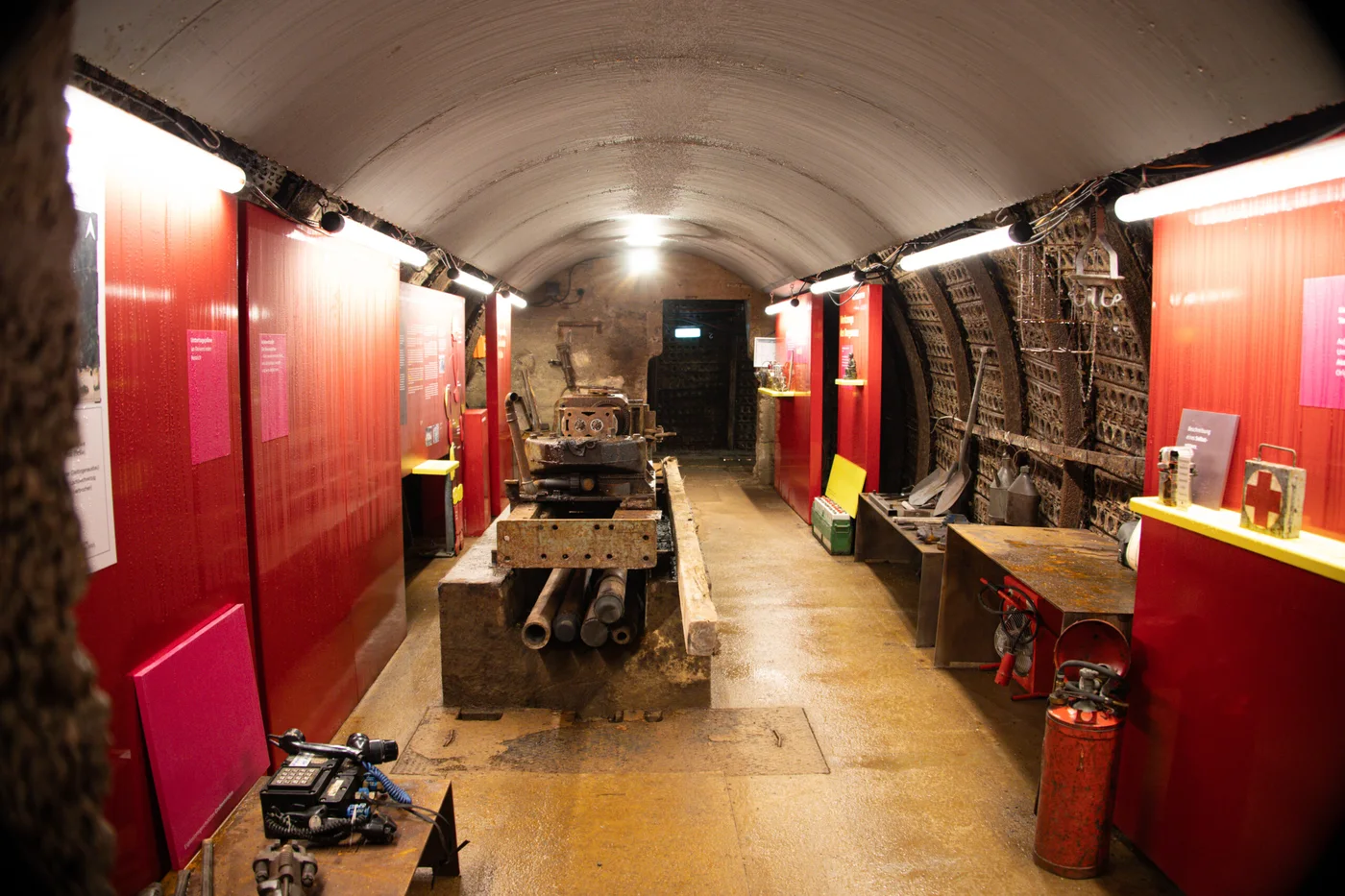 Visitors in the underground exhibit space